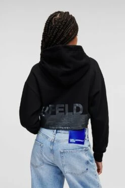 Karl Lagerfeld Jeans Cropped Big Logo Hoodie - Sweatshirt - Black -Gant shop 01c00d0e8bfc492f8a5af023e8531641
