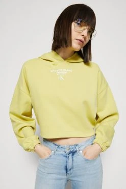 Calvin Klein Jeans Gathered Hem Cropped- Hoodie - Yellow Sand/Bright White -Gant shop 04ce897e4c6d451285448b75296a201c scaled