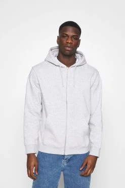 WEEKDAY Standard Zip Hoodie - Sweatjakke - Light Grey Melange