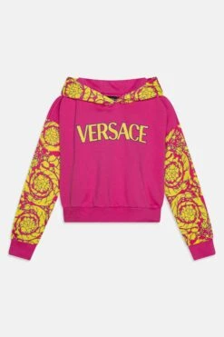 Versace Logo Barocco Silhouette Unisex - Hoodie - Fuxia/Giallo