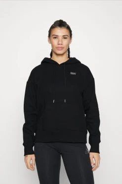DKNY Metallic Logo Hoodie Kanga Pocket - Sweatshirt - Black/Silver