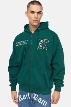 Karl Kani Retro Patch Full Zip Hoodie - Sweatjakke - Dark Green
