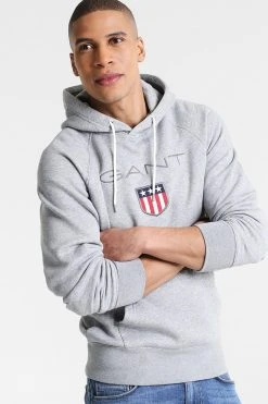 Gant Shield Hoodie - Hoodie - Grey Melange