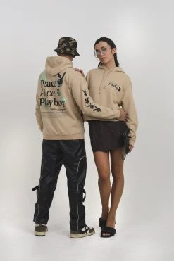 Alternative view of LEGACY STUDIOS Peace Hope And Playboy Hoodie Unisex - Hoodie - Desert Sand