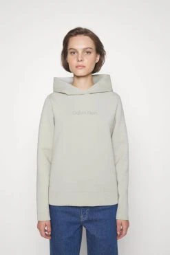 Calvin Klein Embroidery Logo Hoodie - Sweatshirt - Moss Gray