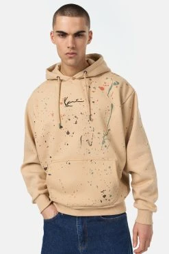 Karl Kani Small Signature Paintsplatter Hoodie - Hoodie - Sand