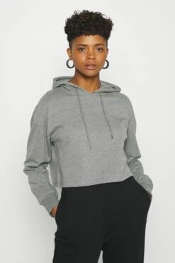 Even&Odd Basic - Cropped Oversized Hoodie - Hoodie - Mottled Grey