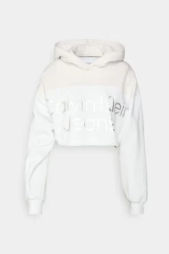 Calvin Klein Jeans Shiny Institutional Hoodie - Sweatshirt - Bright White -Gant shop 3b892e94d58f4abbabcd68635ffeabae scaled