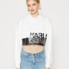 Karl Lagerfeld Jeans Cropped Big Logo Hoodie - Sweatshirt - White -Gant shop 45308526df2d4edca8153172d53fd7fb
