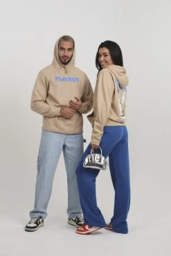 Alternative view of LEGACY STUDIOS Playboy Hoodie Unisex - Hoodie - Desert Sand/Blue