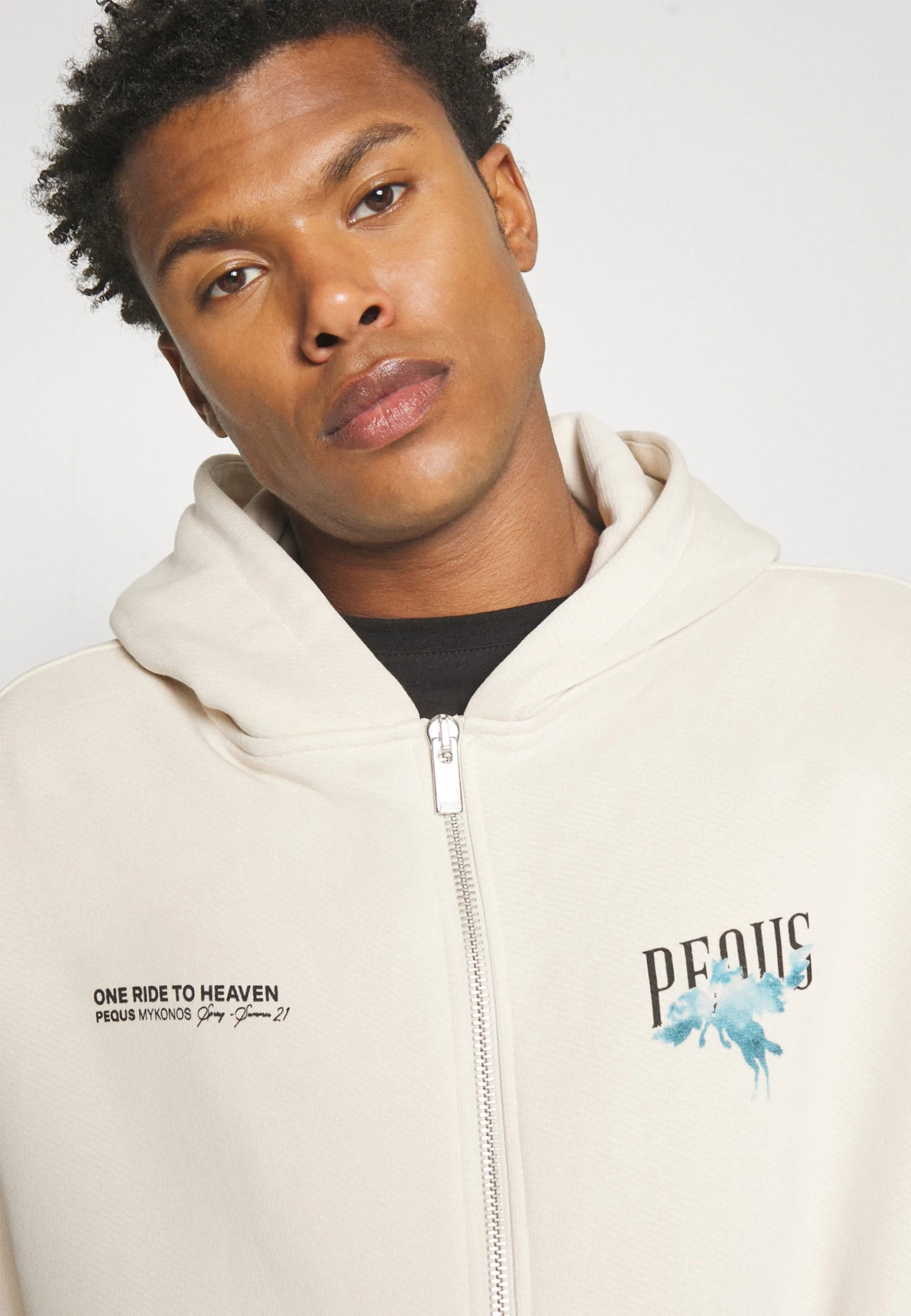 Pequs One Ride To Heaven Zip Hoodie Unisex - Sweatjakke - Cream 6 Pequs One Ride To Heaven Zip Hoodie Unisex - Sweatjakke - Cream - Bilde 4