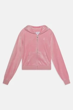 Juicy Couture Tonal Embro Zip Thru Hoodie- Sweatjakke - Pink Nectar