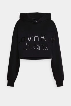 Calvin Klein Jeans Shiny Institutional Hoodie - Sweatshirt - Black