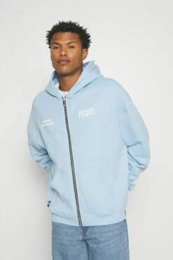 Pequs Smokers Die Younger Zip Hoodie Unisex - Sweatjakke - Sky Blue