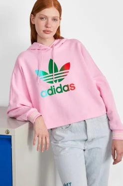 Adidas Originals Adicolor 70S Cropped Hoodie - Sweatshirt - True Pink