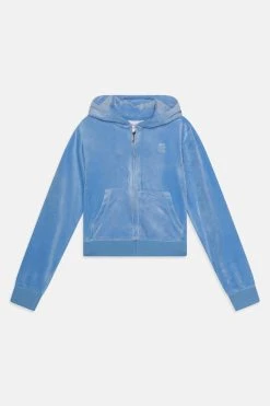 Juicy Couture Tonal Embro Zip Thru Hoodie- Sweatjakke - Della Robbia Blue