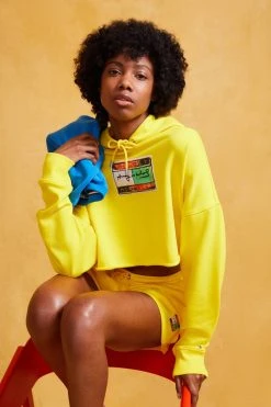 Tommy Hilfiger X Andy Warhol Flag Cropped Hoodie - Sweatshirt - Vivid Yellow