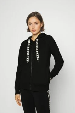 DKNY Two Tone Logo Zip Hoodie - Sweatjakke - Black