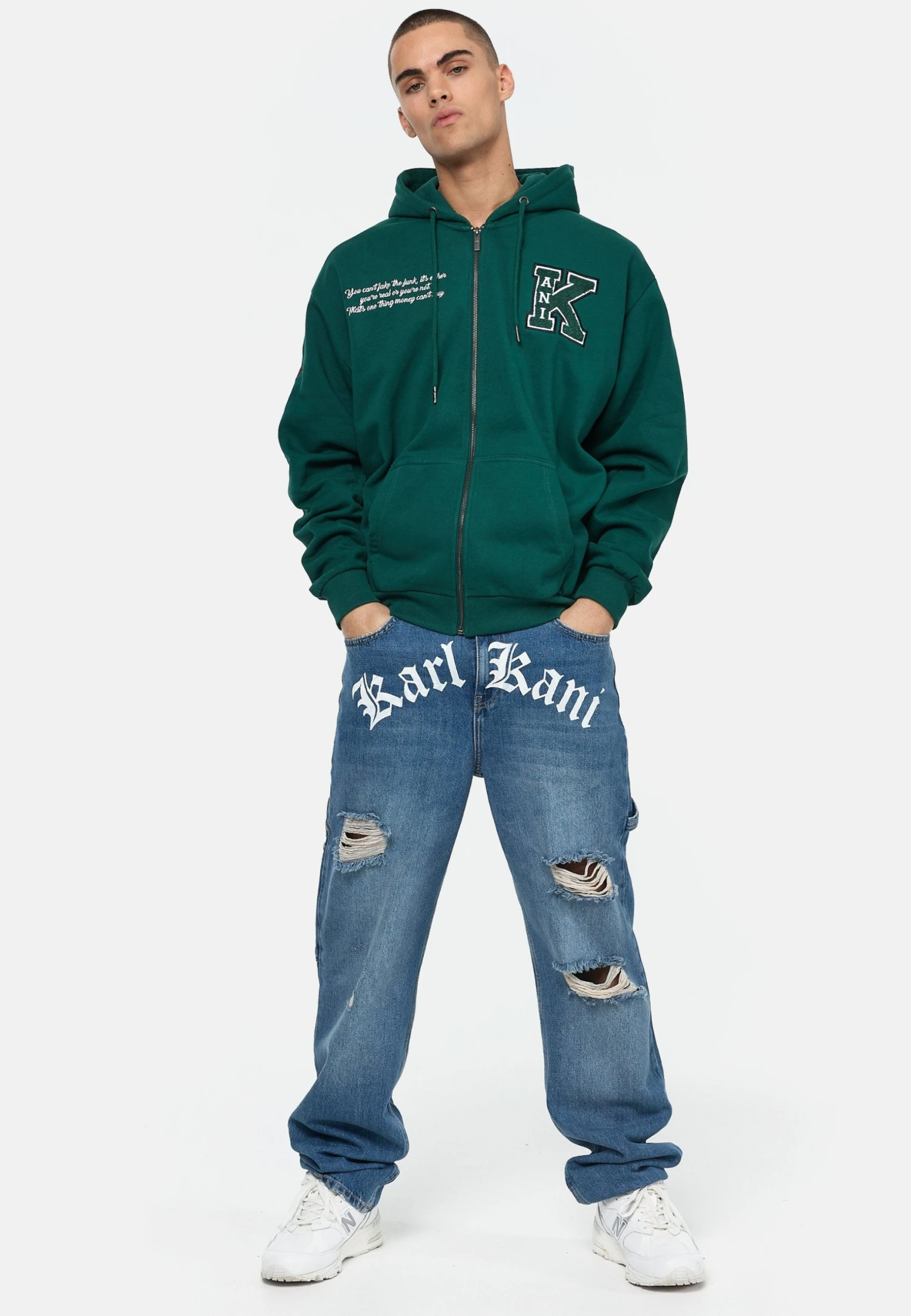 Karl Kani Retro Patch Full Zip Hoodie - Sweatjakke - Dark Green 4 Karl Kani Retro Patch Full Zip Hoodie - Sweatjakke - Dark Green - Bilde 2