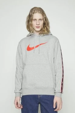 Nike Sportswear Repeat- Hoodie - Dk Grey Heather/Lt Crimson