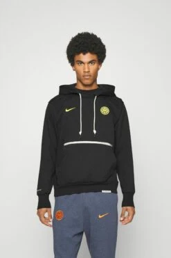 Nike Performance Inter Mailand Standard Issue Hoodie - Klubbklær - Black/Vibrant Yellow