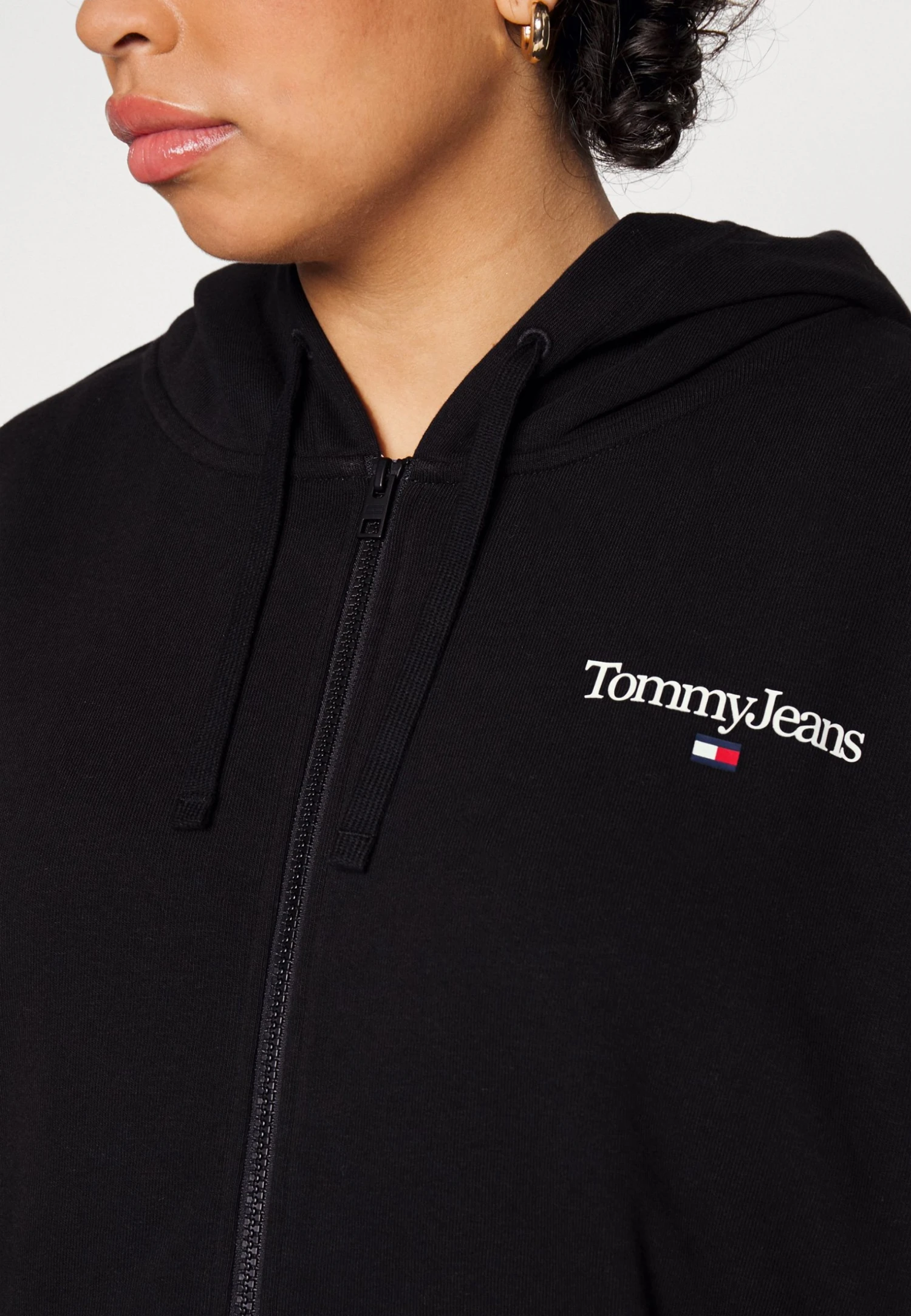 Tommy Jeans Curve Linear Zip Thru Hoodie Plus Size - Sweatjakke - Black 6 Tommy Jeans Curve Linear Zip Thru Hoodie Plus Size - Sweatjakke - Black - Bilde 4