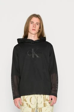 Calvin Klein Jeans Monologo Doublelayer Hoodie Unisex - Topper Langermet - Black