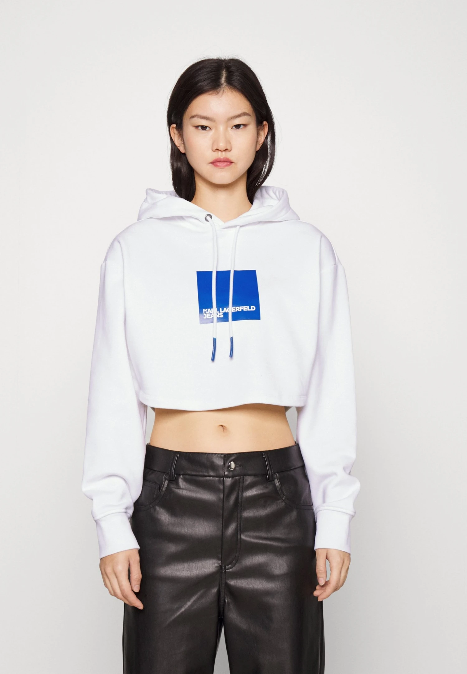 Karl Lagerfeld Jeans Cropped Hoodie - Sweatshirt - White 3 Karl Lagerfeld Jeans Cropped Hoodie - Sweatshirt - White