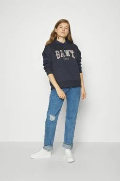 Gant Rel Logo Hoodie - Sweatshirt - Evening Blue -Gant shop a7f2f1b91dc740219b8eea190444195c scaled
