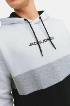 Jack & Jones Jjereid Blocking Hood - Hoodie - White -Gant shop b14fc9d8315f49ac95457621980626be