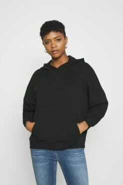 Even&Odd Hoodie Long Without Drawcord And Pocket - Hoodie - Black