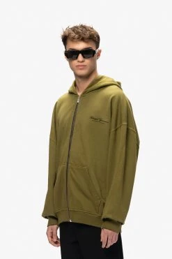 Pequs Betrayed Zip Hoodie Unisex - Sweatjakke - Olive