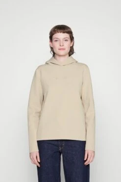 Calvin Klein Embroidery Logo Hoodie - Sweatshirt - White Clay