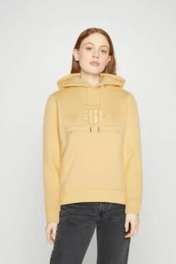 Gant Reg Tonal Shield- Hoodie - Dusty Light Yellow