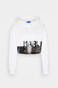 Karl Lagerfeld Jeans Cropped Big Logo Hoodie - Sweatshirt - White -Gant shop bef9d7549aa7442a9e9f3b89b856f9e9 scaled