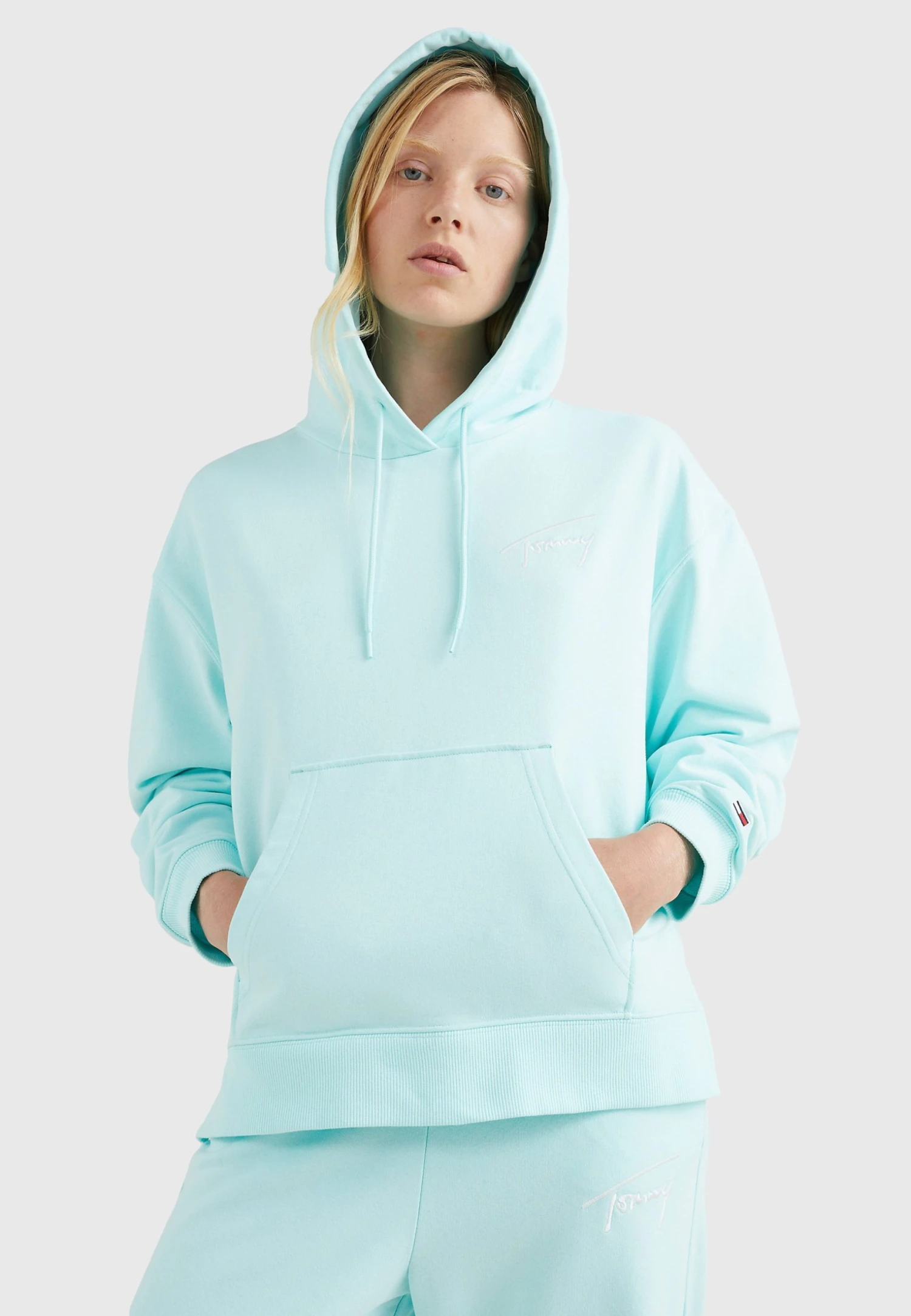 Tommy Jeans Signature- Hoodie - Aqua Coast 3 Tommy Jeans Signature- Hoodie - Aqua Coast
