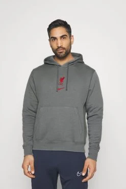 Nike Performance Liverpool Fc Club Hoodie - Sweatshirt - Smoke Grey/Tough Red