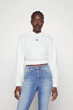Calvin Klein Jeans Badge Hoodie - Topper Langermet - Bright White