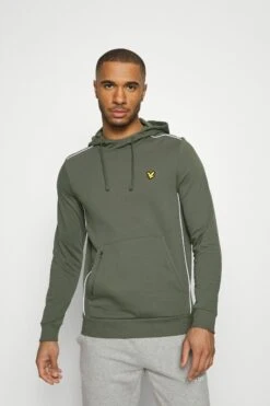 Lyle & Scott Hoodie With Contrast Piping - Hoodie - Cactus Green