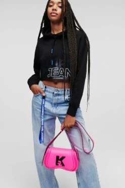 Karl Lagerfeld Jeans Cropped Big Logo Hoodie - Sweatshirt - Black -Gant shop cf1ddc634f0d4ba08a1f004109a1467c