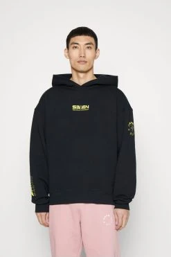 7 Days Active Oversized Organic Graphic Hoodie Unisex - Sweatshirt - Black