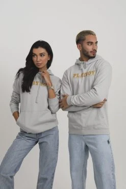 LEGACY STUDIOS Playboy Hoodie Unisex - Hoodie - Moondust Grey/Gold
