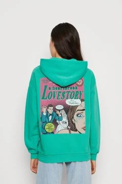 COLOURFUL REBEL Love Story Wash Clean Hoodie - Sweatshirt - Green