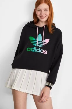Adidas Originals Adicolor 70S Cropped Hoodie - Sweatshirt - Black