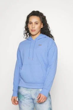 DKNY Metallic Logo Hoodie Kanga Pocket - Sweatshirt - Persian Jewel/Silver
