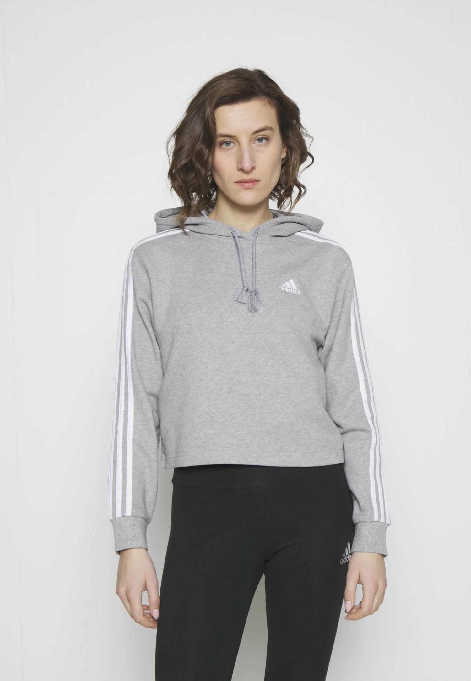 Adidas Sportswear Hoodie - Medium Grey Heather/White 3 Adidas Sportswear Hoodie - Medium Grey Heather/White