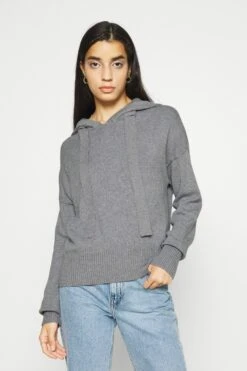 Noisy May Nmship Hoodie - Strikkegenser - Mottled Grey
