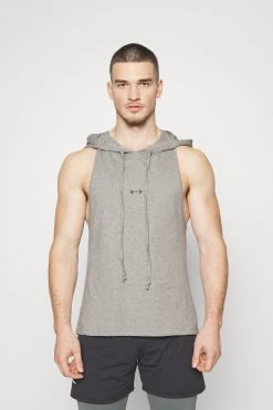 NEBBIA Fitness Tank Top With A Hoodie - T-Skjorte Til Trening - Light Grey