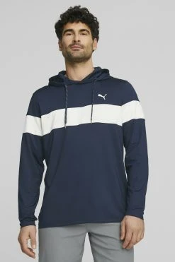 PUMA Golf Mattr Colorblock Hoodie - Topper Langermet - Navy Blazer Bright White