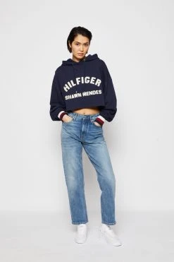 Alternative view of Tommy Hilfiger Thxsm Crop Graphic Hoodie - Sweatshirt - Carbon Navy